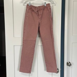 Pink cropped ankle pants.